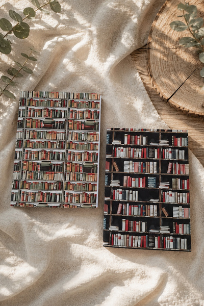 giftkonsept Vintage Library Bookshelf Themed Double Unlined Notebook Set
