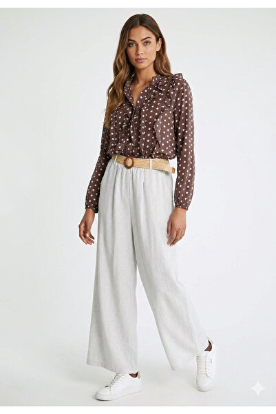 jurju Women's Elastic Waist Belt Detailed Trousers