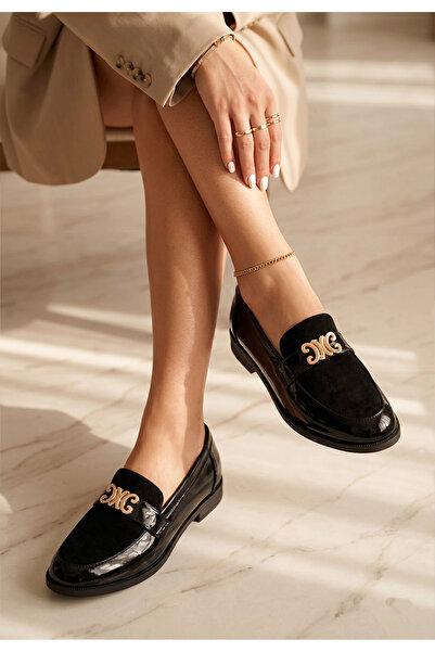 B T Shoes Ananya women's black loafers
