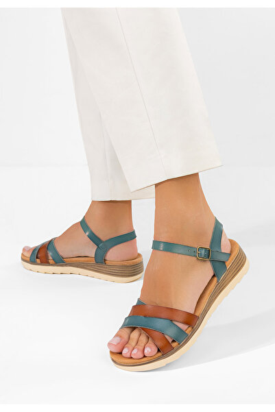 B T Shoes Sandale dama piele Veriona albastre