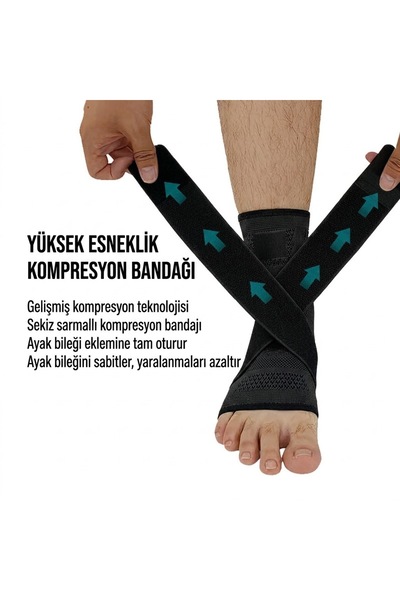 KEMOVE Ortopedik Ayak Bilekliği - Bandajlı Ayarlanabilir Sporcu Bilek Desteği