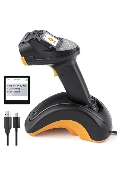 inateck Scanner de coduri de bare Pro8 Negru cu stație de transfer de date