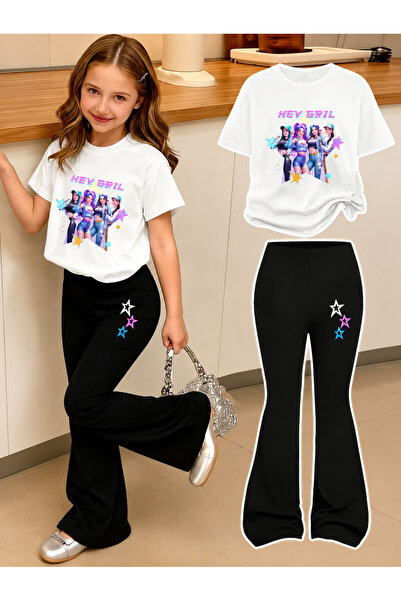 YUNAYT Set de pantaloni evazați și tricou spaniol pentru fete