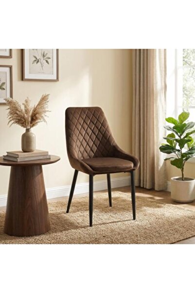 BAYTI Single Chair Velvet Fabric - Brown