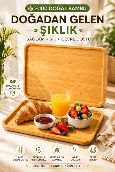 legna Premium Doğal Bambu Servis ve Sunum Tepsisi