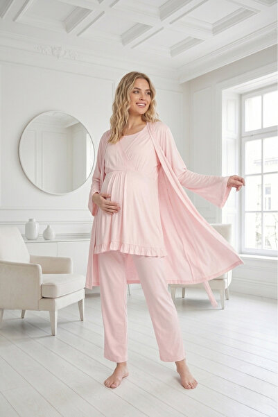 Lohussa New Season Pink Summer Design Flounce Sleeve 100% Cotton Double Breas...