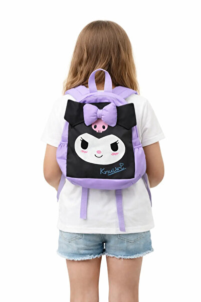 MakeWell Girl's Backpack Kuromi Patterned Purple Daily School Bag Lightweight...