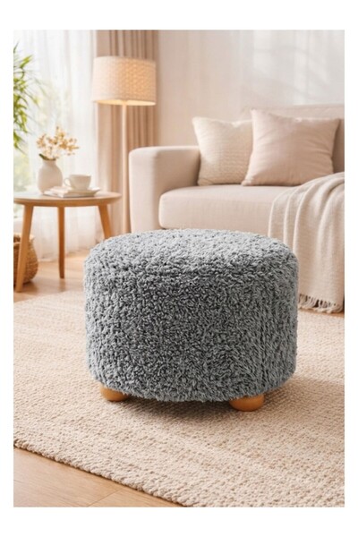 Bamino Peluş Puf Kumaş Doğal Gürgen Topuz Ayaklı Puf & Koltuk & Bench Çok Ama...