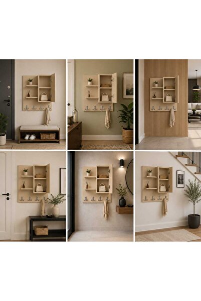 CRAFT HOUSE ART DESIGN Craft House Dekoratif Kapaklı Duvar Dolabı Askılı Anah...