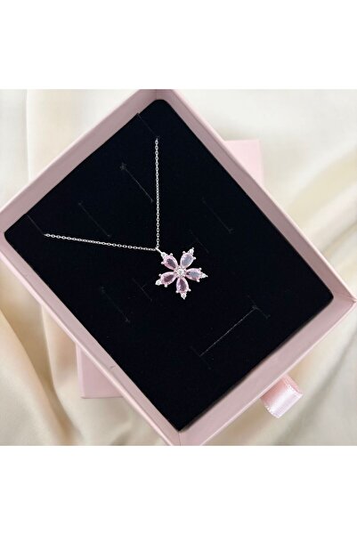 Lovera Jewellery 925 Ayar Gümüş Sertifikalı Lotus Çiçeği Kolye