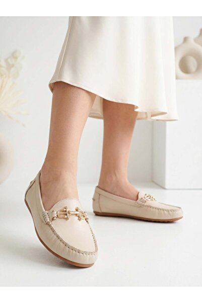 Nesil Shoes Eliz 25700 Pantofi de damă casual din piele naturală moale, bej