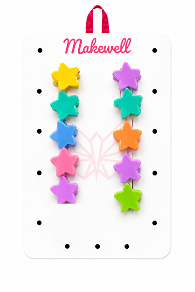 MakeWell Colorful Star Bow Square Figured Mini Hairpin Buckle Set – Children'...
