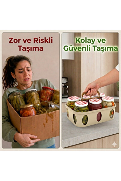 Allent 3 Adet Kavanoz Taşıma ve Saklama Kutusu, 6 Bölmeli