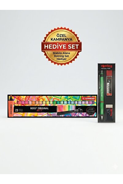 Stabilo Boss Fosforlu Kalem Original 23 Lü Set (Rotring Okul Seti Hediyeli)