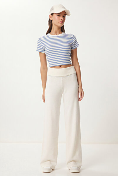Lovelyİstanbul High Waist Summer Linen Trousers Lub0350 White