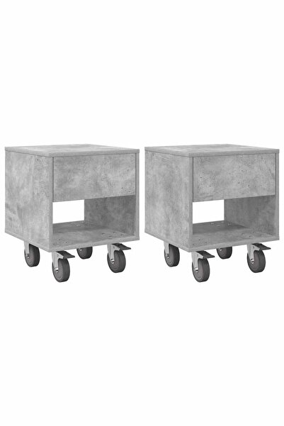 vidaxl Noptieră 2 pcs Gri din beton 40,5 x 40 x 48 cm Lemn compozit