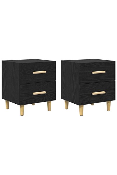 vidaxl Dulap de pat 2 pcs Stejar Negru 40 x 35 x 47.5cm Lemn compozit