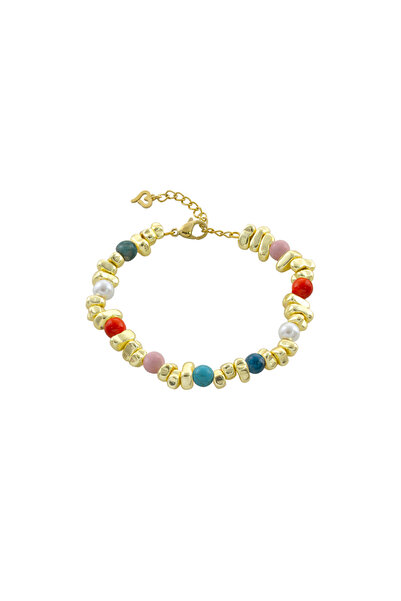 Loisir Brățară din oțel inoxidabil cu agate multicolore. Colorate.