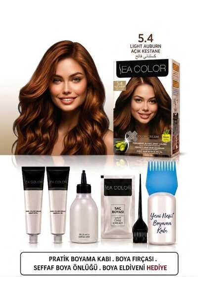 Sea Color Set Saç Boyası 5.4 Açık Kestane 2 Li+Pratik Boya Kabı