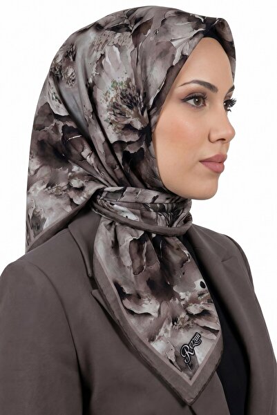 hadiora Women's Mink Brown Floral Patterned Organic Soft Cotton Shawl