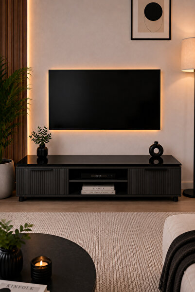 Decorita Üst Panel Camı | Siyah Cam | Apex | 120cm x 40cm