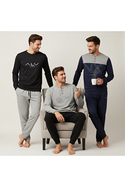 BONBON Men's Cotton Bundle and Dowry Set 3 Pieces 2-Piece Pajama Set Bb2481