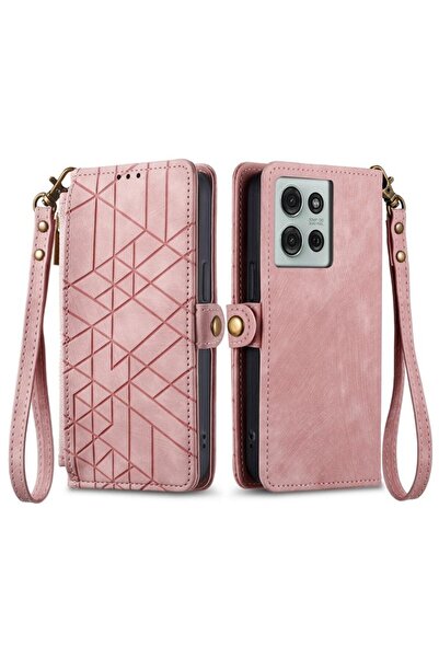 sscase Geometry Zipper Θήκη Πορτοφόλι Pink (Motorola Moto G75 5G)