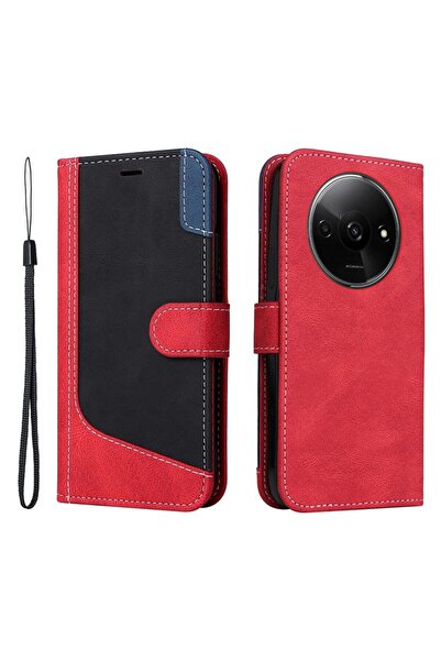 sscase Three-color Splicing Θήκη Πορτοφόλι Red/Black (Xiaomi Redmi A3)