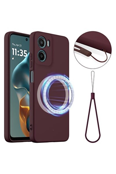 sscase MagSafe Solid Color Θήκη Σιλικόνης Wine Red (Motorola Moto E15 / G05)