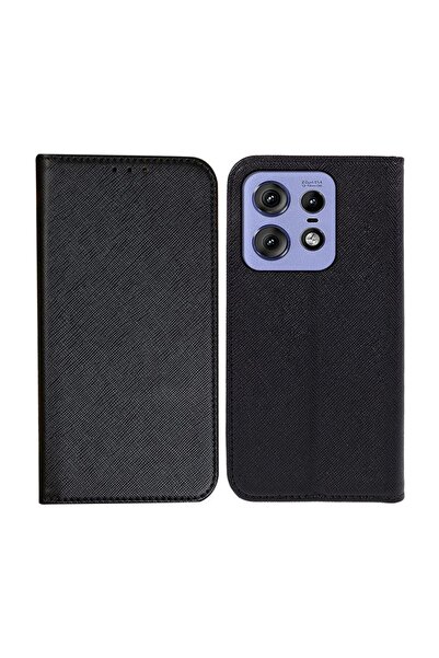 sscase Cross Texture Θήκη Βιβλίο Black (Motorola Edge 50 Pro 5G)
