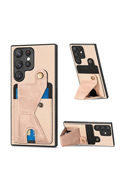 sscase Carbon Fiber Σκληρή Θήκη με Στήριγμα Khaki (Samsung Galaxy S23 Ultra 5G)