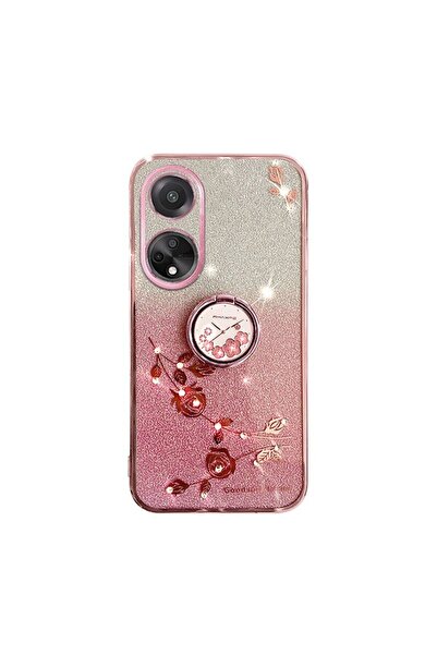 sscase Gradient Color Glitter Flower Θήκη Σιλικόνης με Δαχτυλίδι Rose Gold (O...
