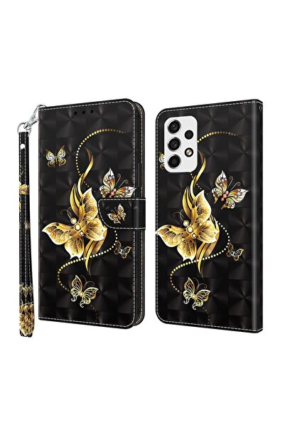 sscase 3D Painted Θήκη Πορτοφόλι Golden Butterfly (Samsung Galaxy A52/A52s)