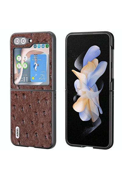 sscase ABEEL Genuine Ostrich Σκληρή Θήκη Coffee (Samsung Galaxy Z Flip5 5G)