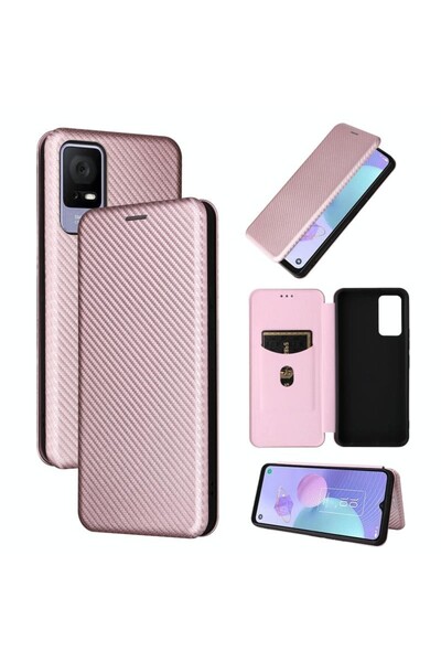 sscase Carbon Fiber Θήκη Βιβλίο Pink (TCL 405 / 406 / 408)