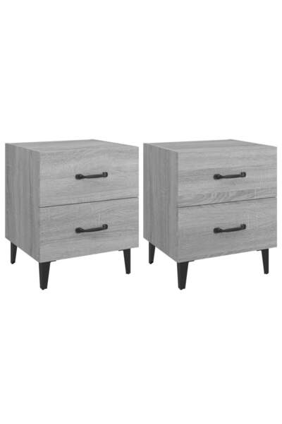 vidaxl Noptiere, 2 buc., sonoma gri, 40x35x47,5 cm
