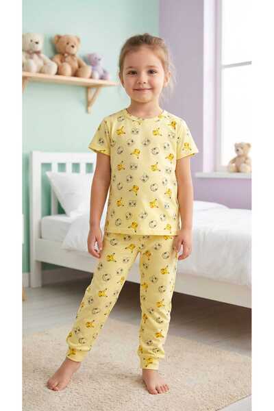 çamaşır bahçesi kendinize iyi bakın Kısa Kollu Desenli Çocuk Pijama Takım #ba...