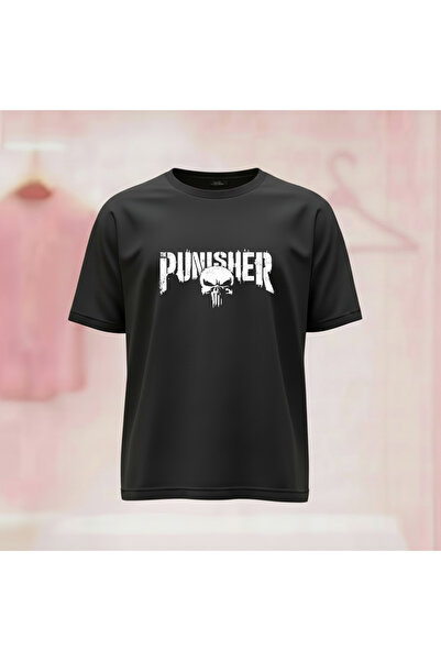 Vordevia Μπλουζάκι Unisex με στάμπα Punisher, φαρδιά γραμμή, με λαιμόκοψη ποδ...