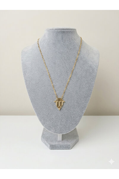 MAREM Serenay Necklace Minimal Geometric Stone Detailed Gold Color Steel Neck...