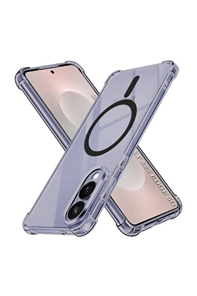 DAMUR Прозрачен MagSafe калъф за Samsung Galaxy S25 Edge, Уголемени ъгли с въ...