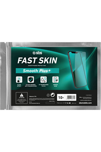 SBS Fast Skin Sheet Smooth Plus+ Προστατευτικό Οθόνης με Πλήρη Κόλλα 10 τεμάχια