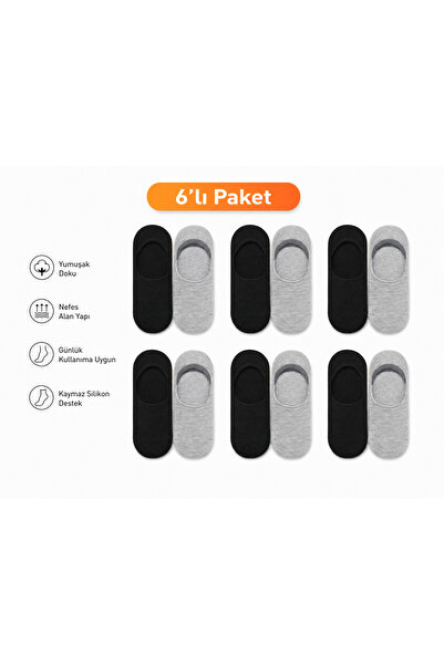 hür socks 6 lı unisex penye babet çorap