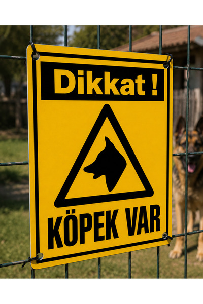 KORKMAZ GROUP Levha Dikkat Köpek Var Uyarı Levhası PVC Dekota 25x35 cm