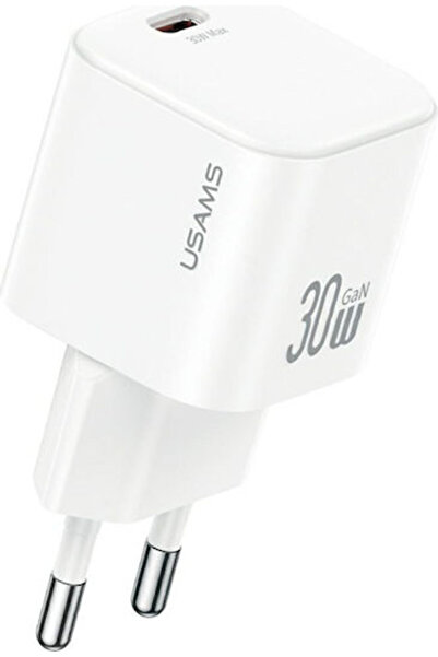 Usams Φορτιστής GaN με Θύρα USB-C και Καλώδιο USB-C - Lightning 30W Power Del...