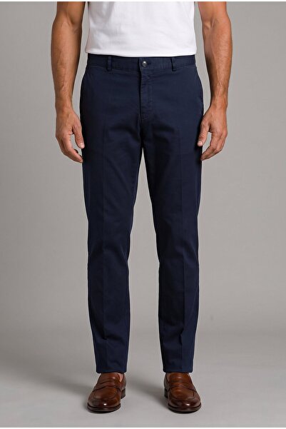 Bisse Navy Blue Zippered Piece-Dye Sports Pants