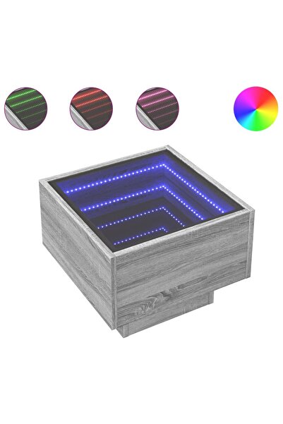 vidaxl Noptieră cu LED infinity, gri sonoma, 40x40x30 cm