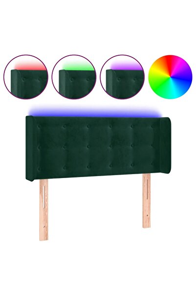 vidaxl Tăblie de pat cu LED, verde închis, 93x16x78/88 cm, catifea