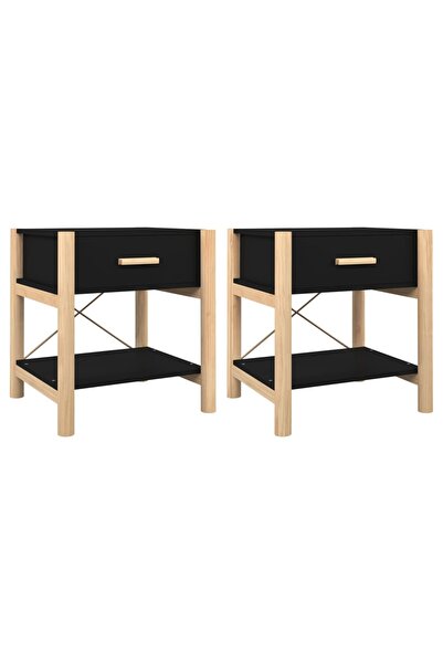 vidaxl Noptiere, 2 buc., negru, 42x38x45 cm, lemn compozit