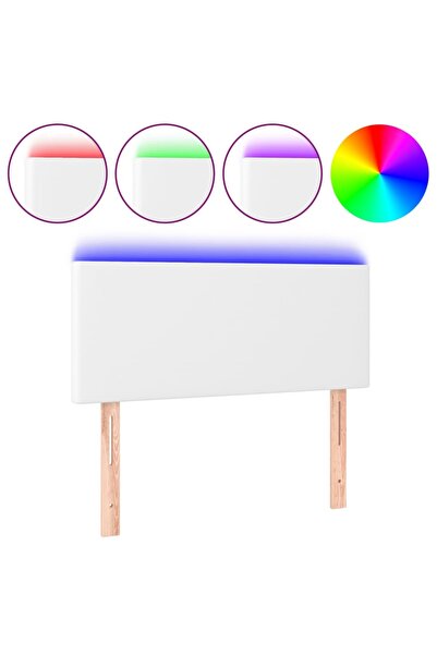 vidaxl Tăblie de pat cu LED, alb, 100x5x78/88 cm, piele ecologică