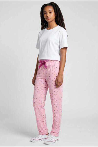 Erse Pembe Simli Desenli Kadın Pijama Altı ✨💗
